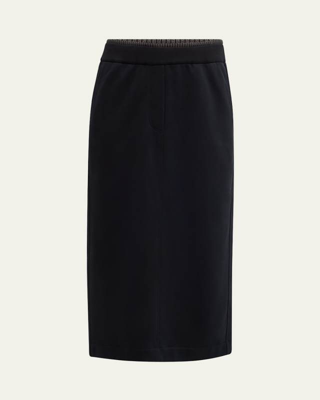 Smooth Cotton Fleece Midi Travel Skirt